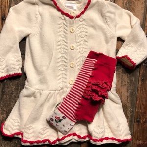 Hanna Andersson Dress & Tights Size 80 (18-24m)